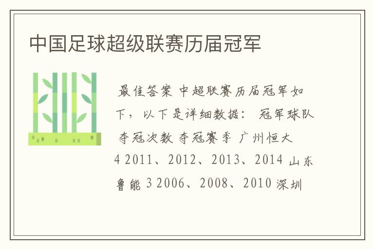 中国足球超级联赛历届冠军