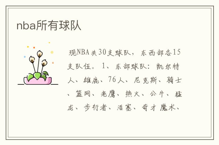 nba所有球队