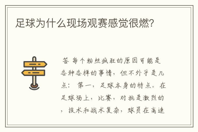 足球为什么现场观赛感觉很燃?