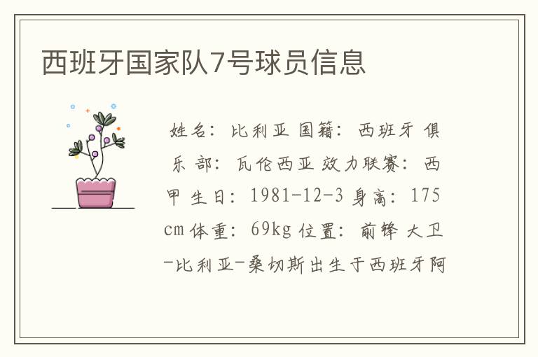 西班牙国家队7号球员信息