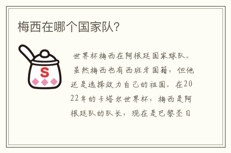 梅西在哪个国家队?