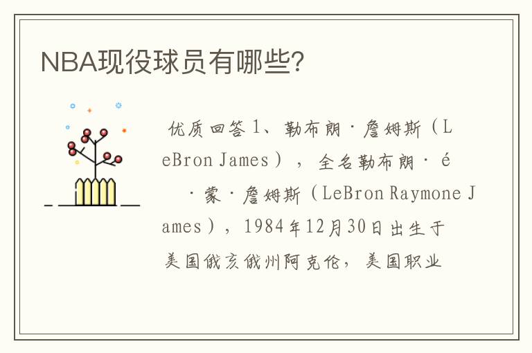 NBA现役球员有哪些?