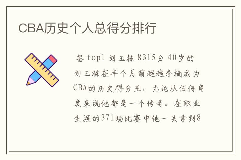 CBA历史个人总得分排行