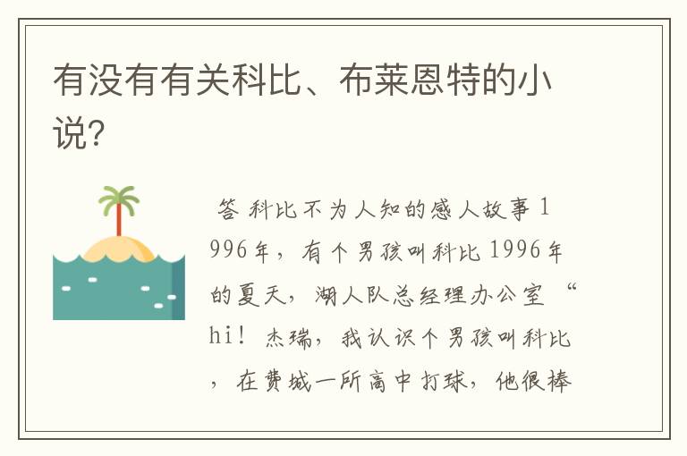 有没有有关科比、布莱恩特的小说？