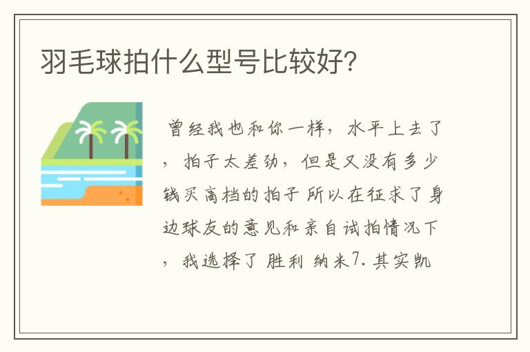 羽毛球拍什么型号比较好?