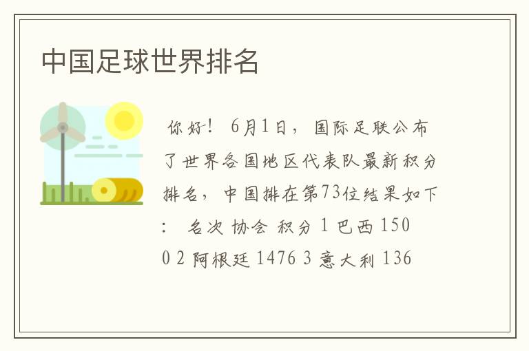 中国足球世界排名