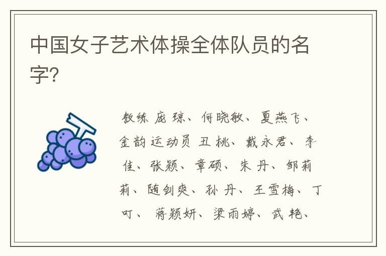 中国女子艺术体操全体队员的名字?