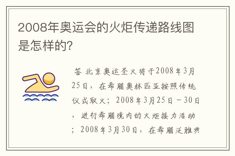 2008年奥运会的火炬传递路线图是怎样的?