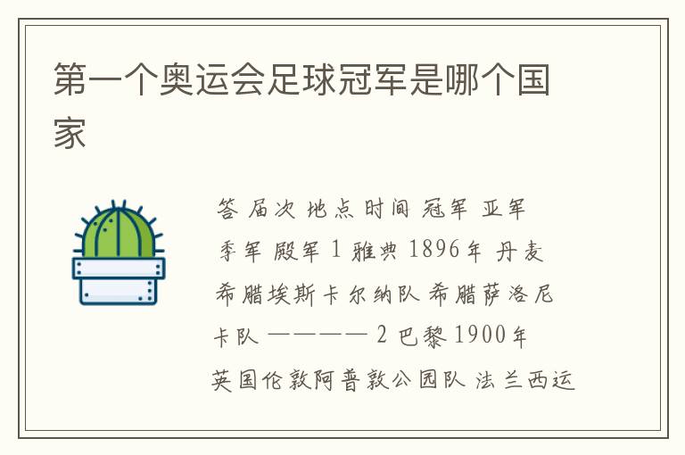 第一个奥运会足球冠军是哪个国家