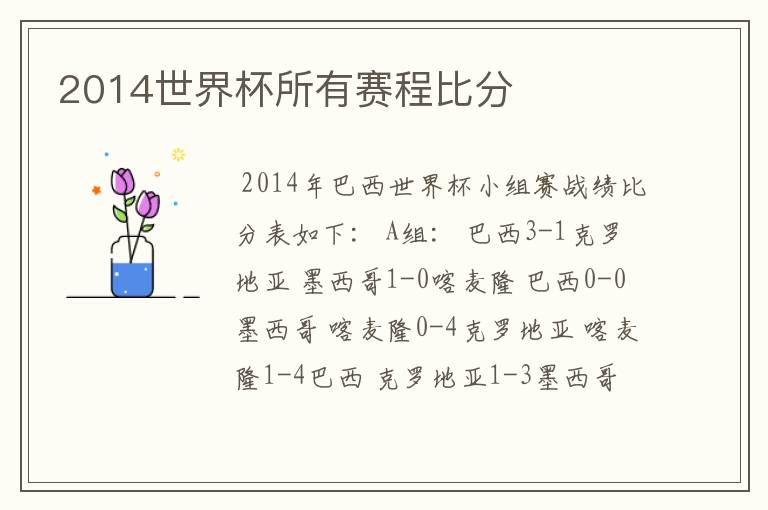 2014世界杯所有赛程比分