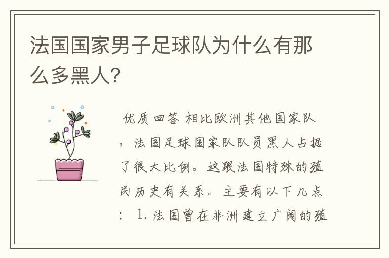 法国国家男子足球队为什么有那么多黑人?