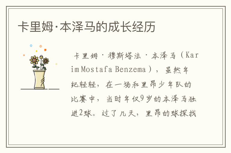 卡里姆·本泽马的成长经历