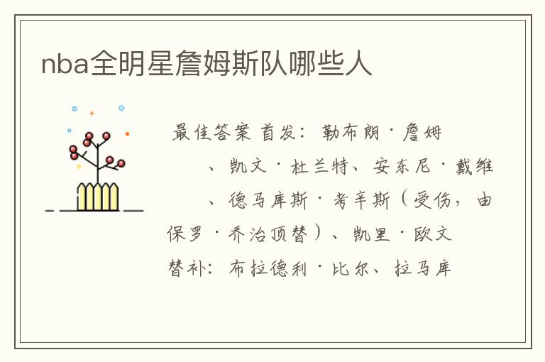 nba全明星詹姆斯队哪些人
