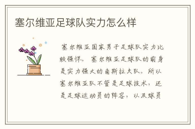 塞尔维亚足球队实力怎么样