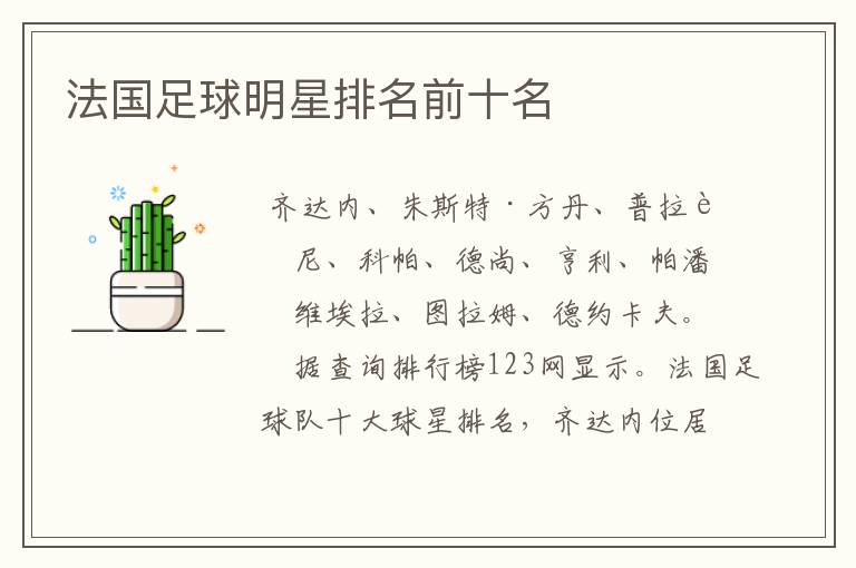 法国足球明星排名前十名