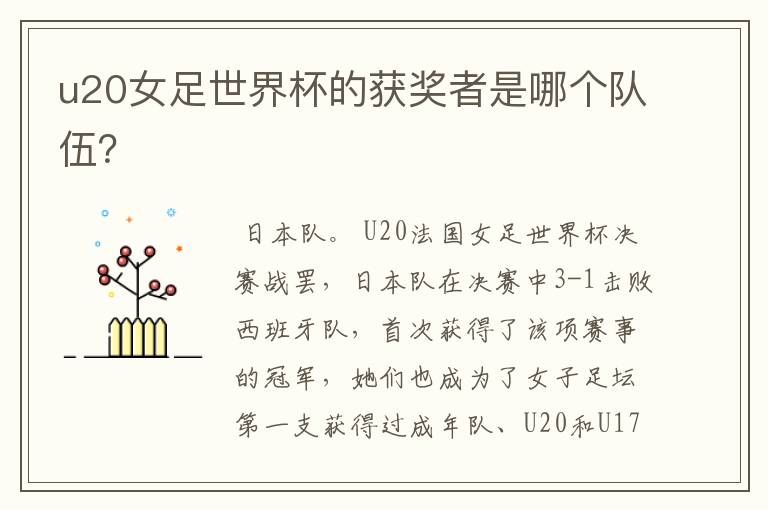 u20女足世界杯的获奖者是哪个队伍?