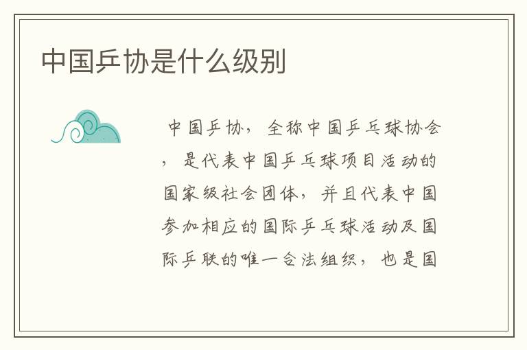 中国乒协是什么级别