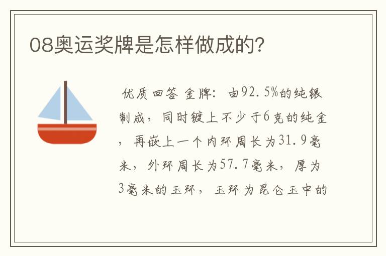 08奥运奖牌是怎样做成的?
