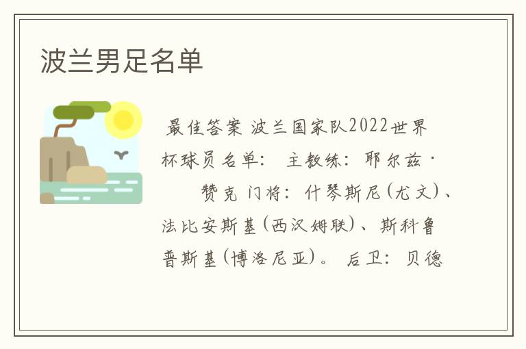波兰男足名单