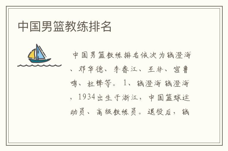 中国男篮教练排名