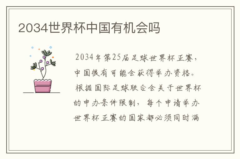 2034世界杯中国有机会吗