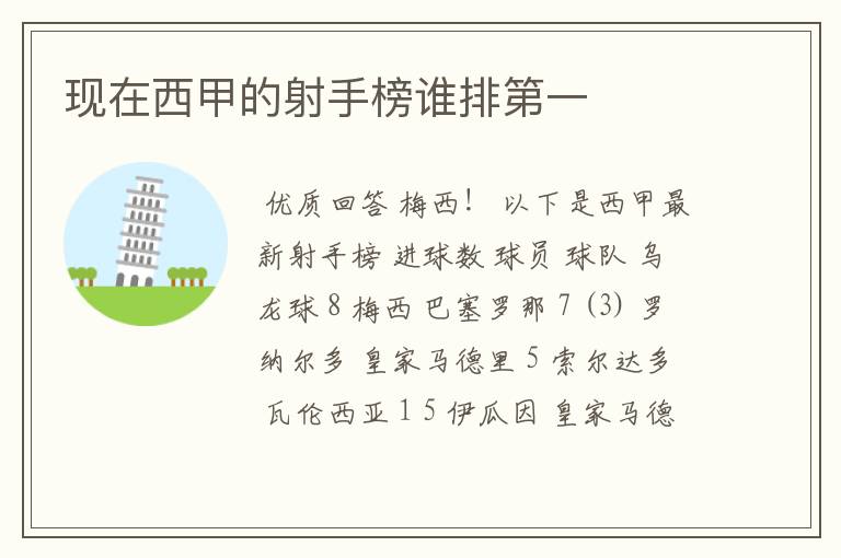 现在西甲的射手榜谁排第一