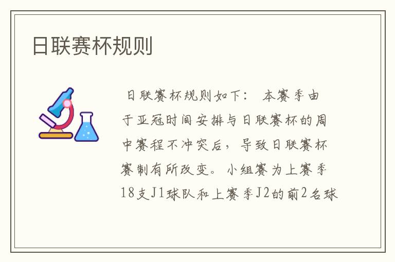 日联赛杯规则