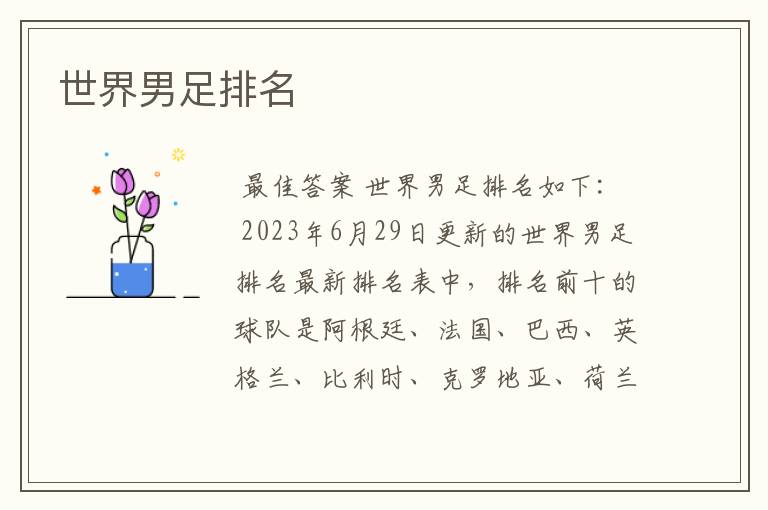 世界男足排名