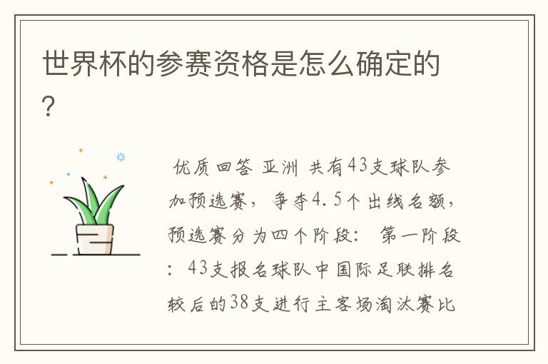 世界杯的参赛资格是怎么确定的?