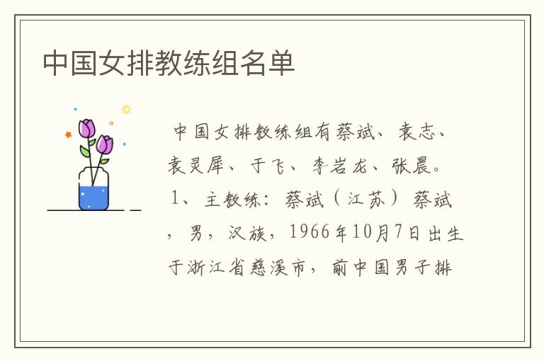 中国女排教练组名单