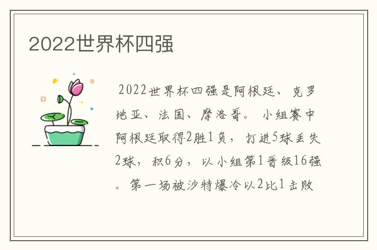 2022世界杯四强