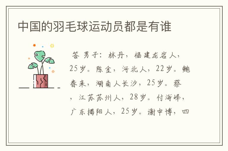 中国的羽毛球运动员都是有谁