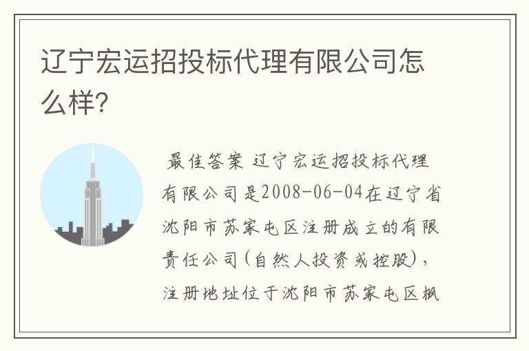 辽宁宏运招投标代理有限公司怎么样?
