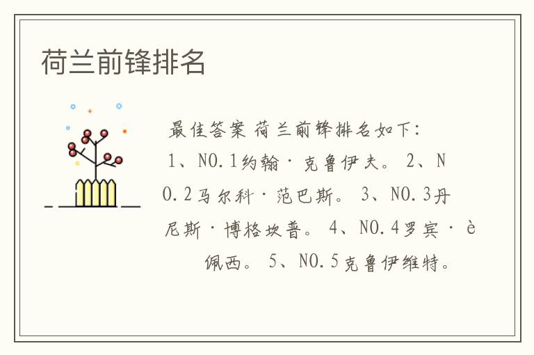 荷兰前锋排名