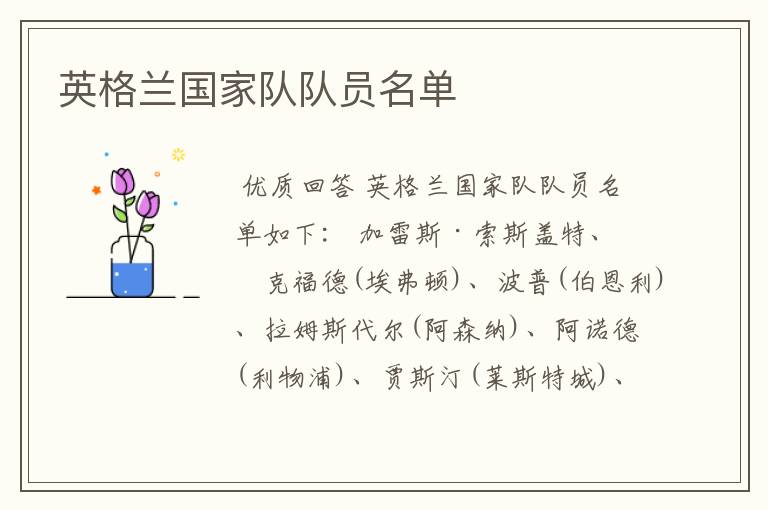 英格兰国家队队员名单