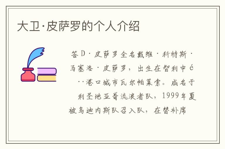 大卫·皮萨罗的个人介绍
