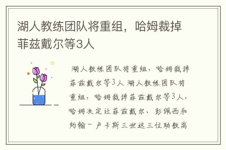 湖人教练团队将重组,哈姆裁掉菲兹戴尔等3人