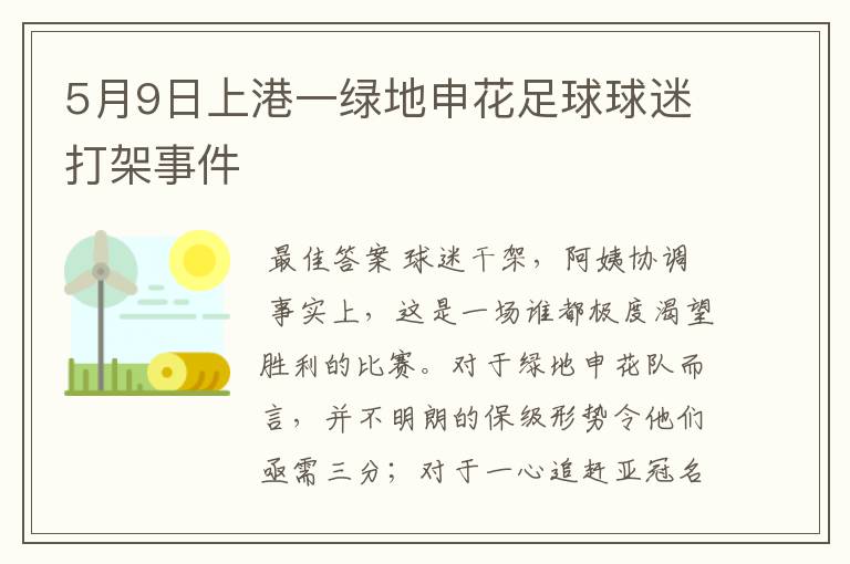 5月9日上港一绿地申花足球球迷打架事件