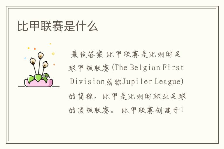 比甲联赛是什么