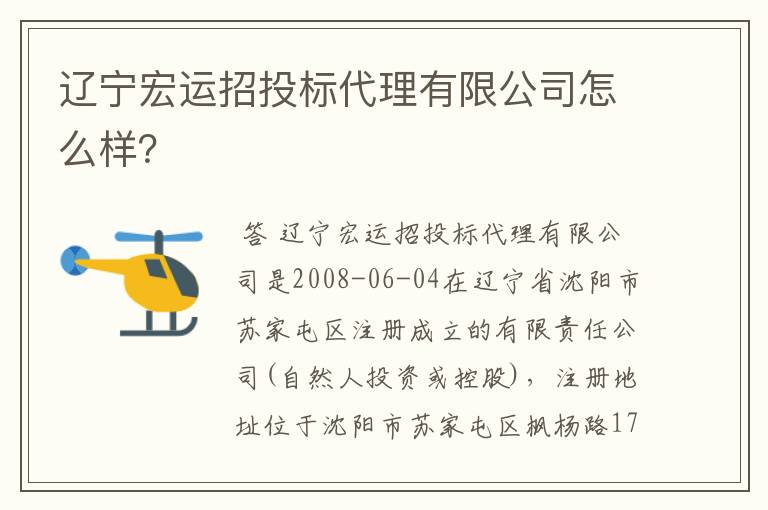 辽宁宏运招投标代理有限公司怎么样?