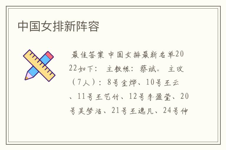 中国女排新阵容