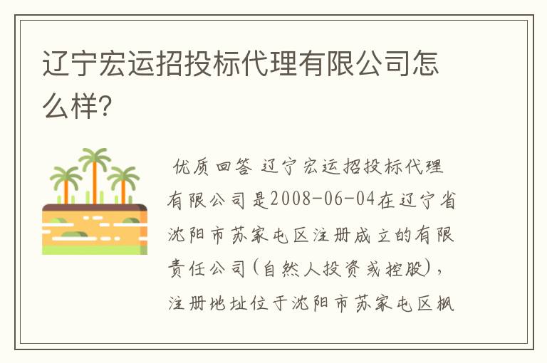 辽宁宏运招投标代理有限公司怎么样?