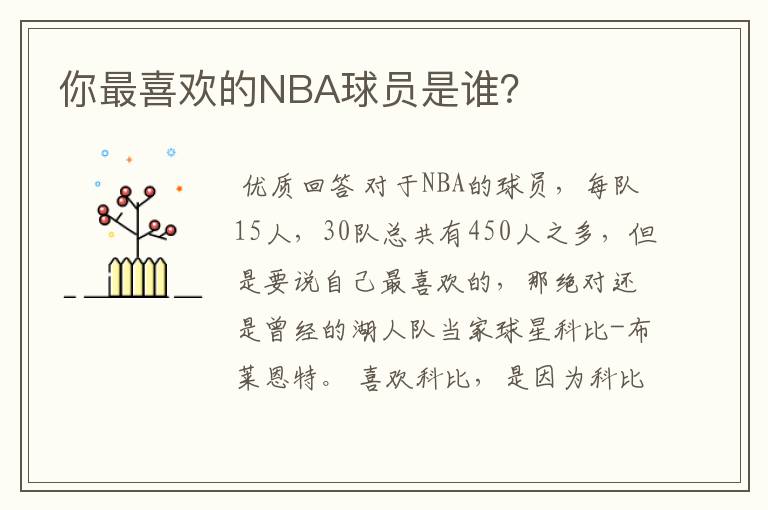 你最喜欢的NBA球员是谁?