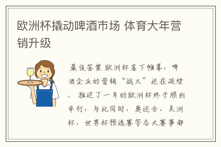 欧洲杯撬动啤酒市场 体育大年营销升级