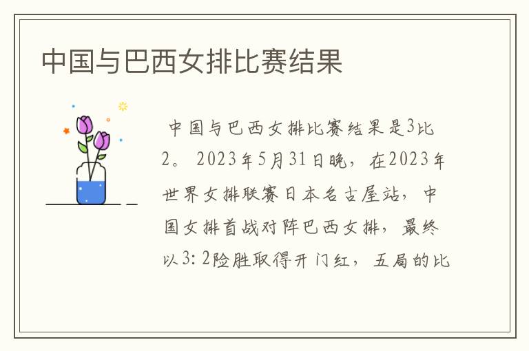 中国与巴西女排比赛结果