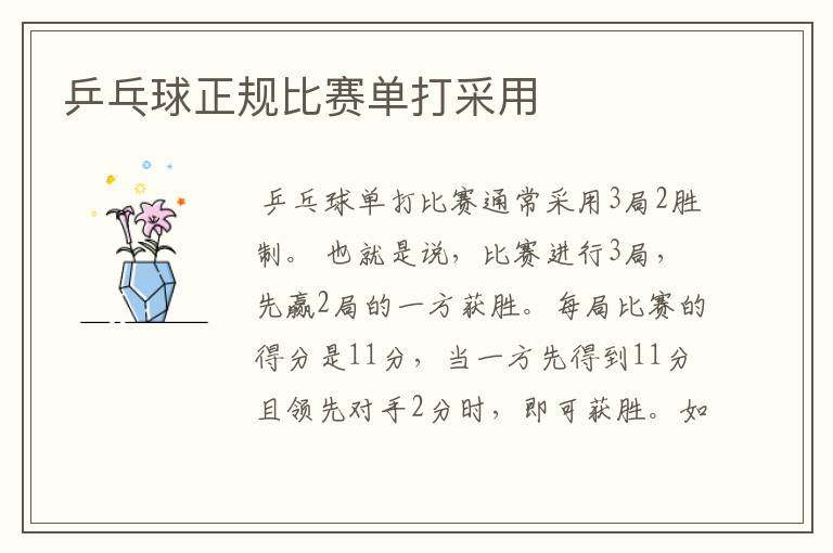 乒乓球正规比赛单打采用