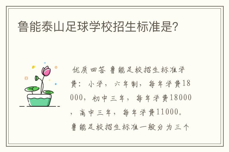 鲁能泰山足球学校招生标准是?