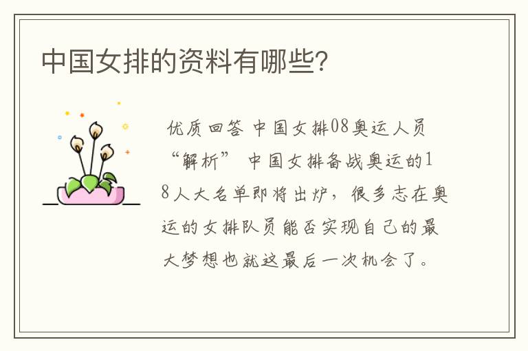 中国女排的资料有哪些?