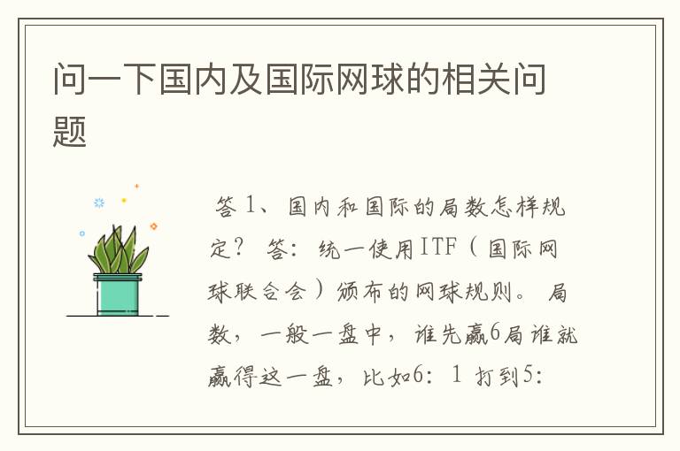 问一下国内及国际网球的相关问题
