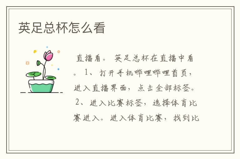 英足总杯怎么看